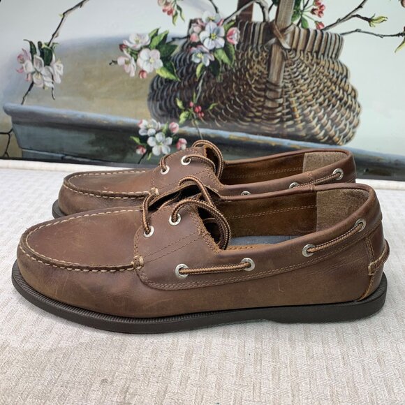 Dockers Mens Size 10.5M Brown Leather Boat Shoes Casual Moc-Toe Slip-On - Picture 1 of 8